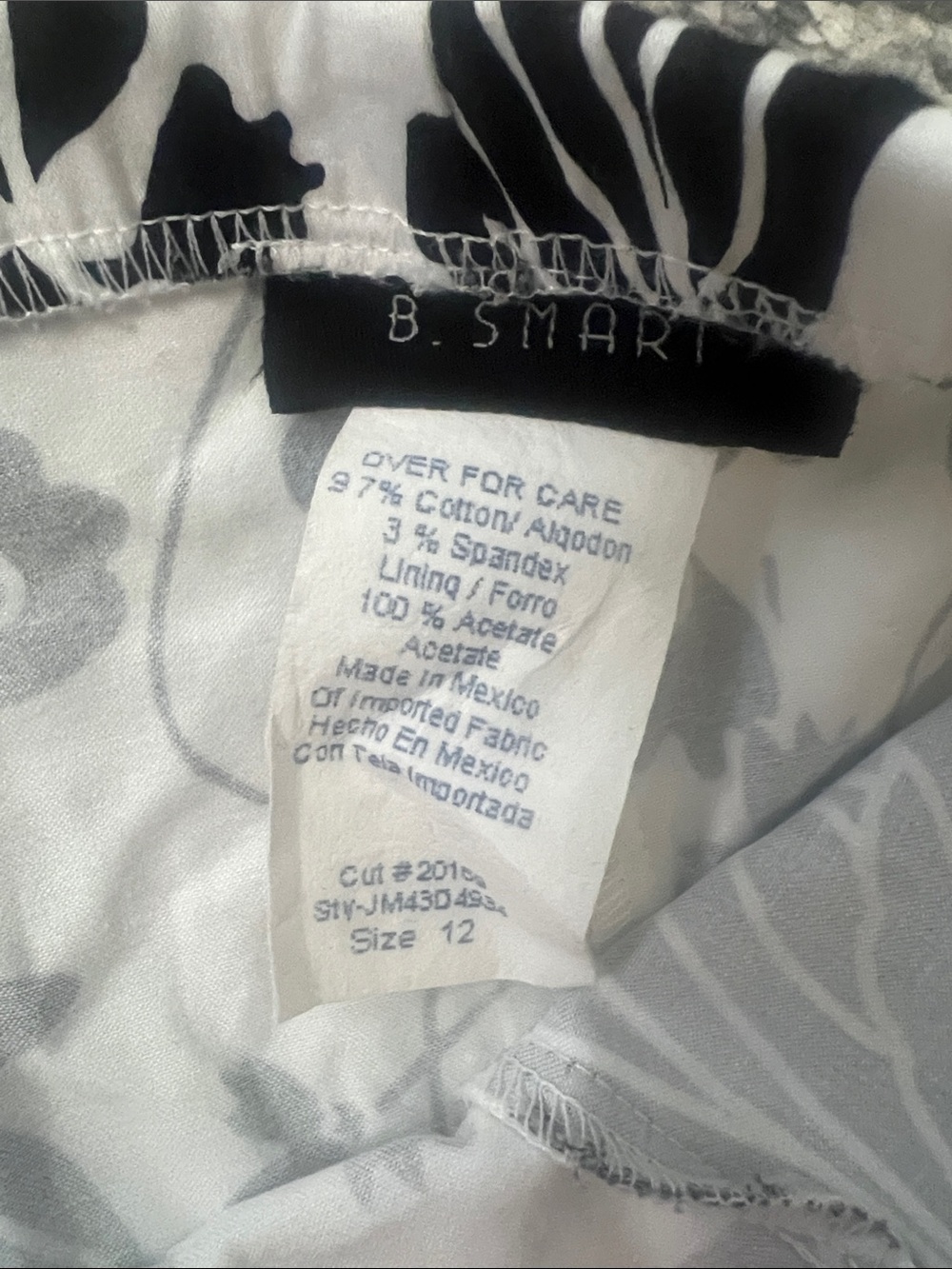 B. Smart Vintage Y2K Strapless Black & White Floral Belted Cotton Dress,Size 12 - Picture 2 of 9